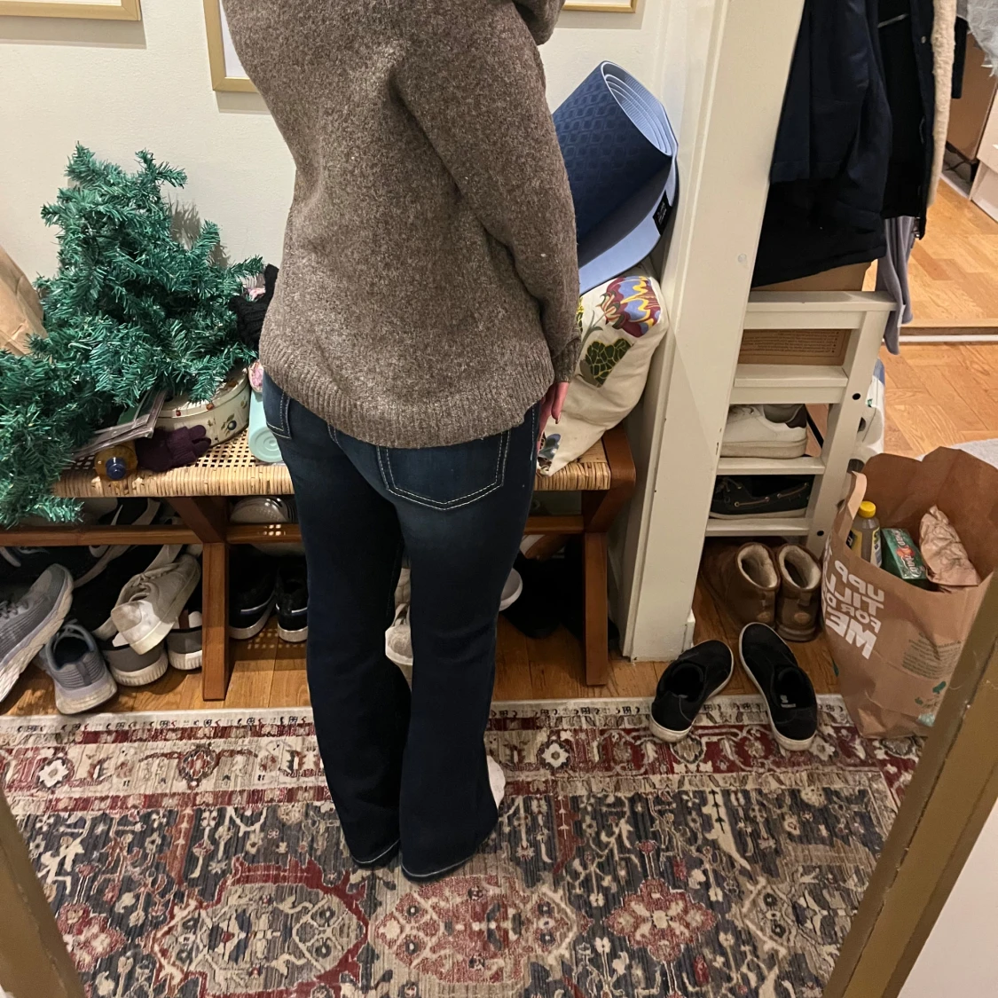 Brun stickad tröja - 90