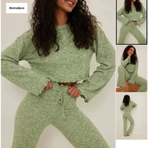 Grön stickad byxdress från NA-KD - Säljer dessa snygga och sköna set!! Sitter så snyggt på!!