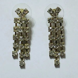 Dangle Earrings with Clear Rhinestones - Good condition.