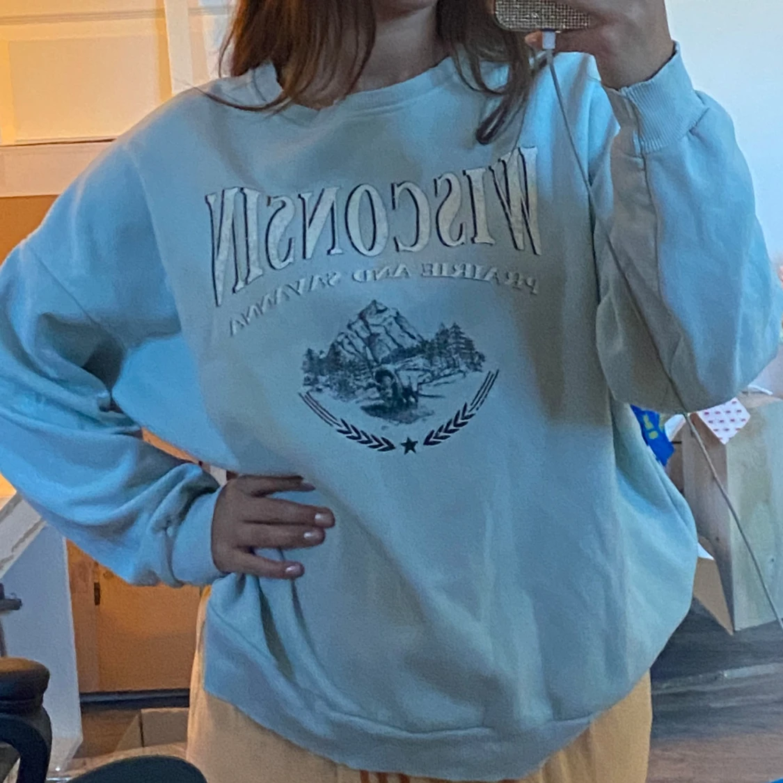 Ljusblå oversized sweatshirt Wisconsin
