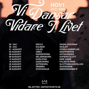 Vi Dansar Vidare I Livet - Säljer fem stycken HOV1 biljetter med ordinarie ståplatser i Slottsskoggsvallen Göteborg. Om du vill köpa gå in på denna hemsidan -> https://www.ticketswap.se/listing/hov1/16979790/ba762d1ba4 . Det är en trovärdig hemsida med standardskydd plus bedrägerikontroller och support. Vid frågor kontakta mig!🥰