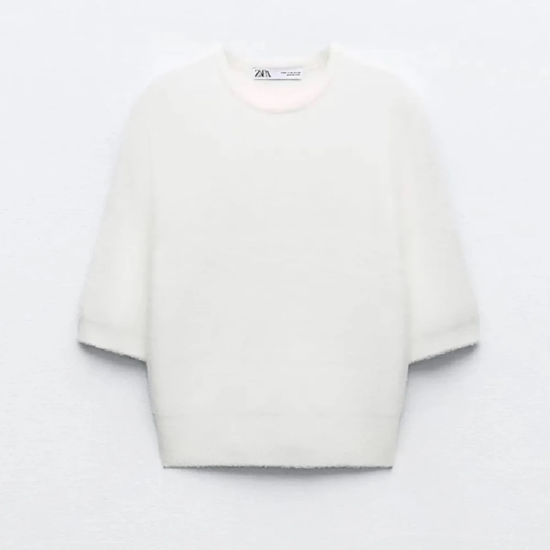 Vit stickad croppad tröja från Zara