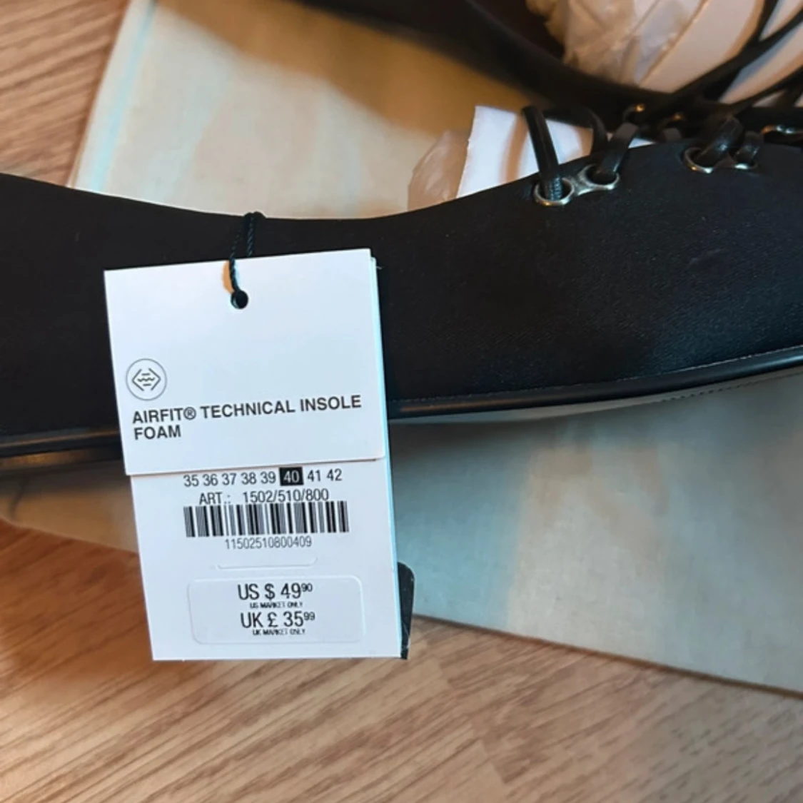 Svarta ballerinaskor med snörning från Zara - 1