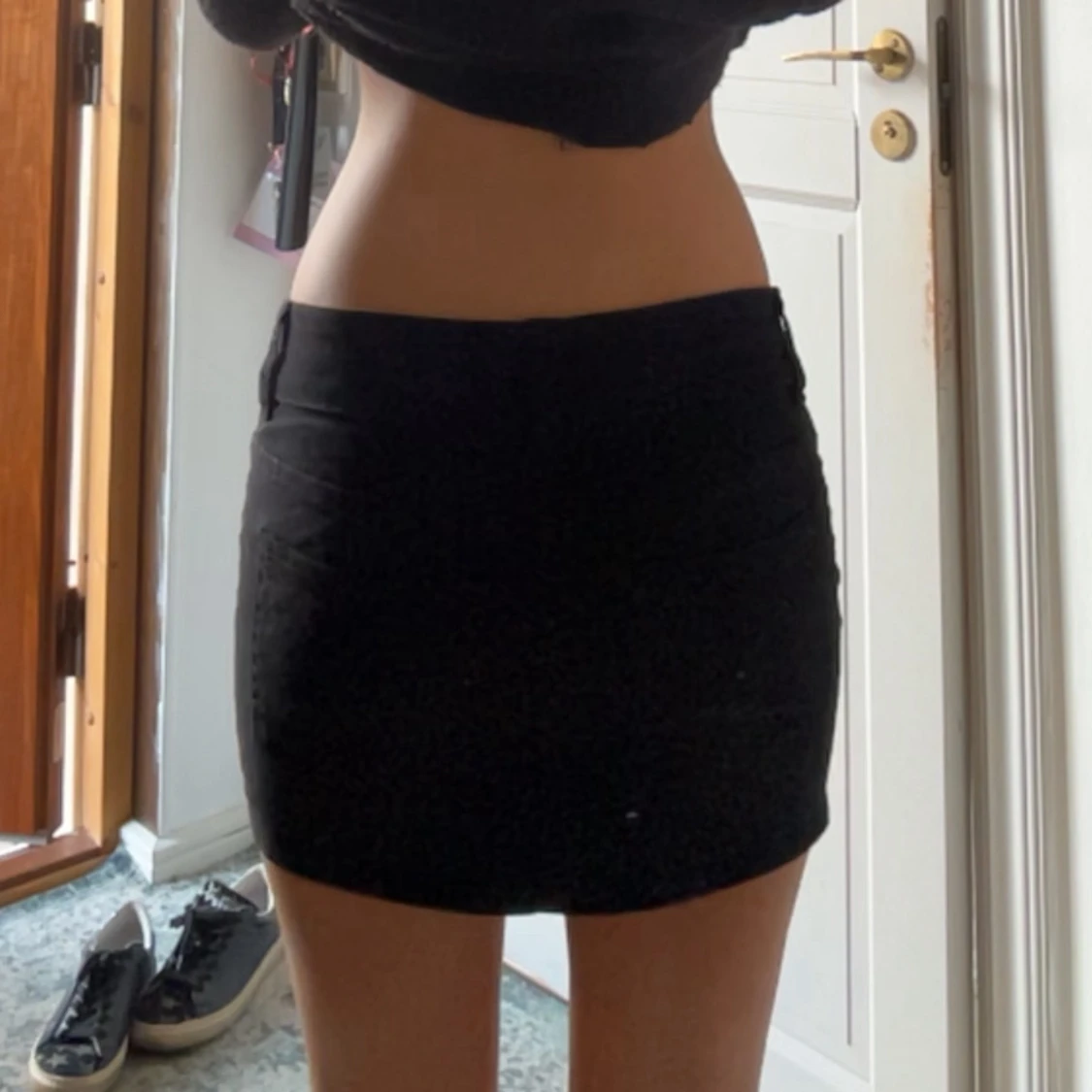 Svart Lågmidjad jeanskjol  - 3