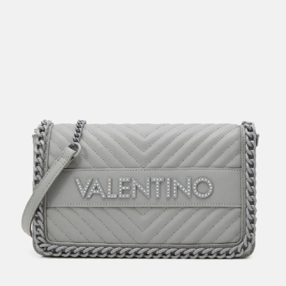 Grå quiltad axelväska från Valentino