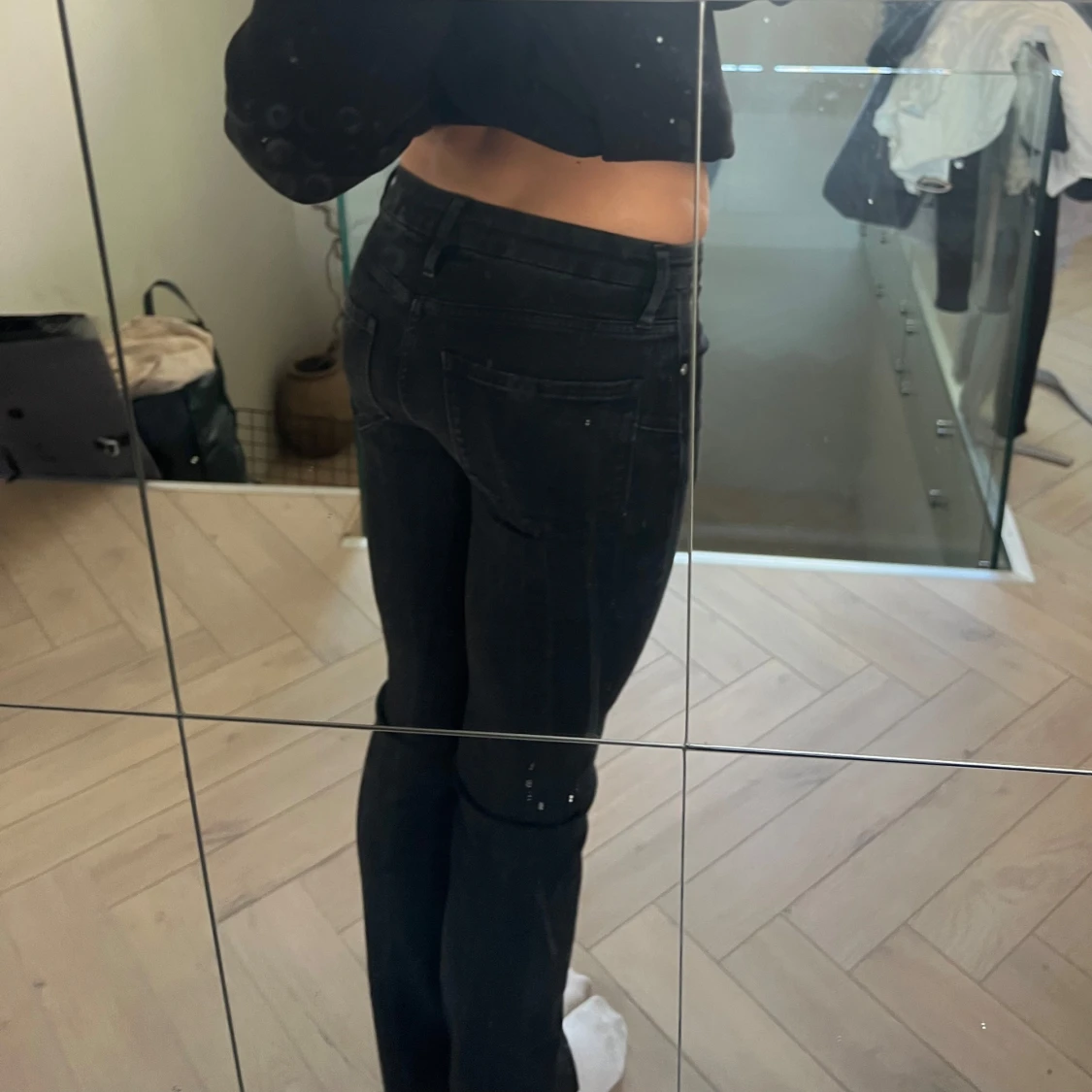 Svarta raka jeans midwaist - 1