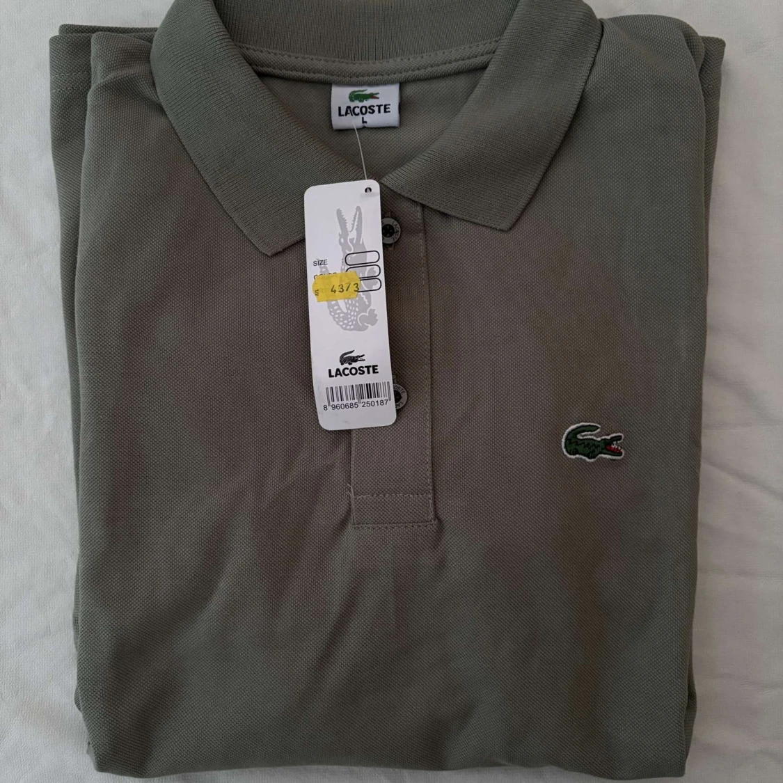 Grå Lacoste pikétröja i bomull - 2