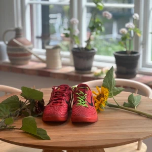 Nike Kobe 6 reverse Grinch sneakers   - Säljer ett par Nike Kobe 6 Protro Grinch sneakers i rött med gröna snören och svart swoosh. Skorna har ett unikt, ormskinnsinspirerat mönster och lågt skaft. Perfekta för dig som vill sticka ut med en ikonisk basketmodell. Ny pris 5k+