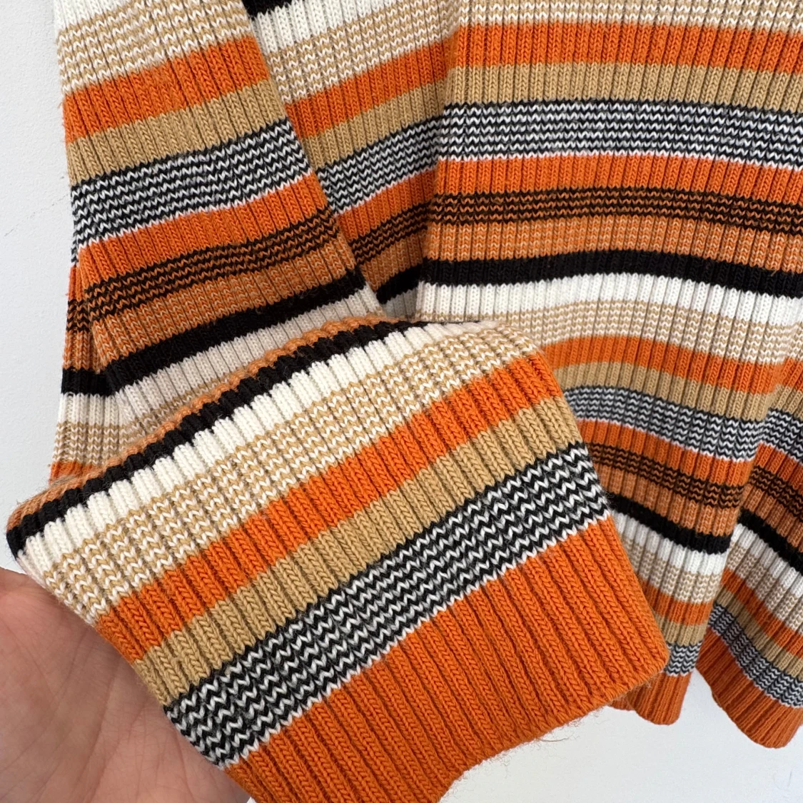 Randig ribbad tröja med dragkedja - 2