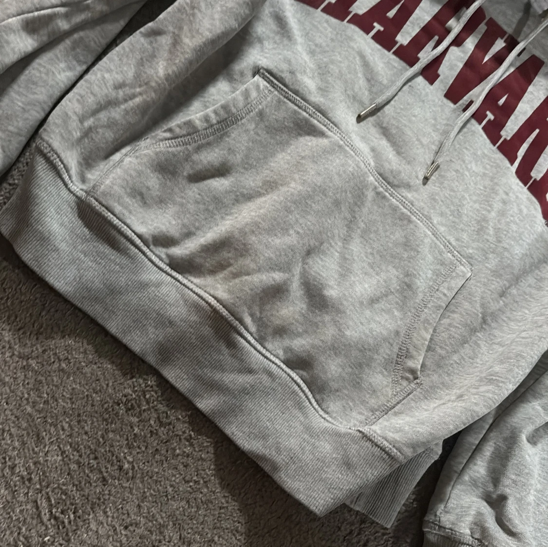 Grå Harvard hoodie med huva - 2