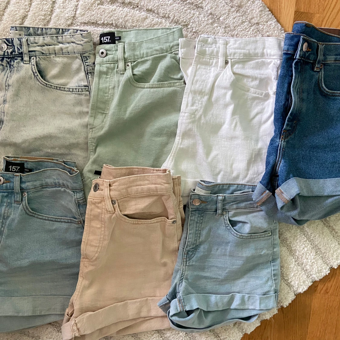 Ljusblå högmidjade jeansshorts - 3