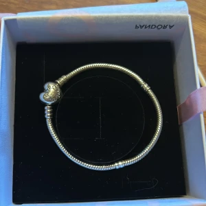 Pandora silverarmband med hjärtlås - Snyggt silverfärgat armband från Pandora med ett detaljerat hjärtformat lås där Pandora är ingraverat. Armbandet har en klassisk, tvinnad design och är perfekt för att kombinera med dina favoritberlocker. Kommer i original ask med rosa band. 17,5cm långt. Skickas i original box. Äkta!
