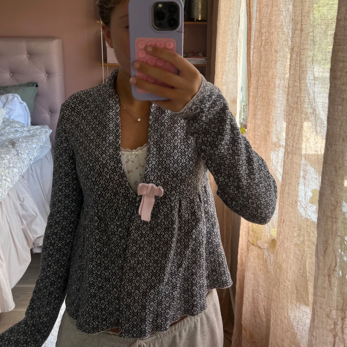 Odd Molly Mönstrad cardigan jacka med rosett