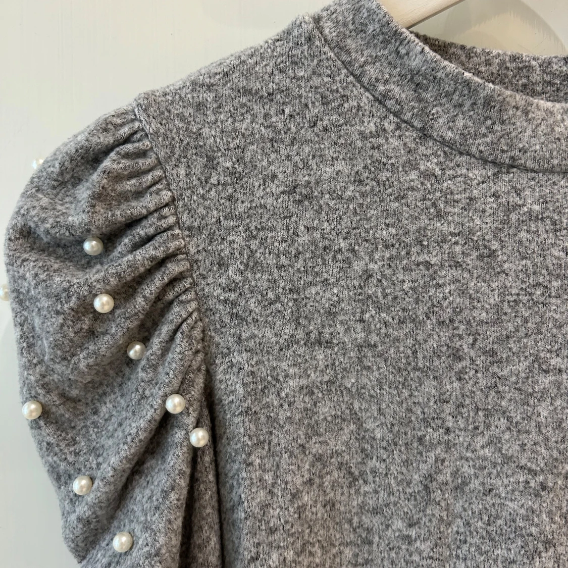 Zara Grå stickad tröja med pärlor - 2