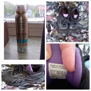Bronzer spray & Reebok dmx max strl 40,5 - Helt oanvänd Garnier bronzer spray 25kr.SÅLD. Sparsamt använda Reebok dmx max svarta med lila detaljer.Helt underbar stötdämpning.Tyvärr glappar dom för mycket på mig. Säljes för 50kr