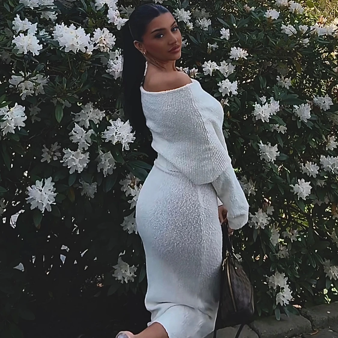 Vit offshoulder långklänning