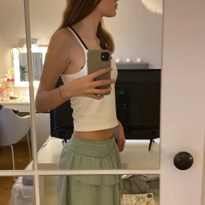 Grön volangkjol - Säljer en söt grön kortkjol med volanger. Perfekt för sommardagar och ger en luftig och lätt känsla. Kjolen har en elastisk midja för bekväm passform.