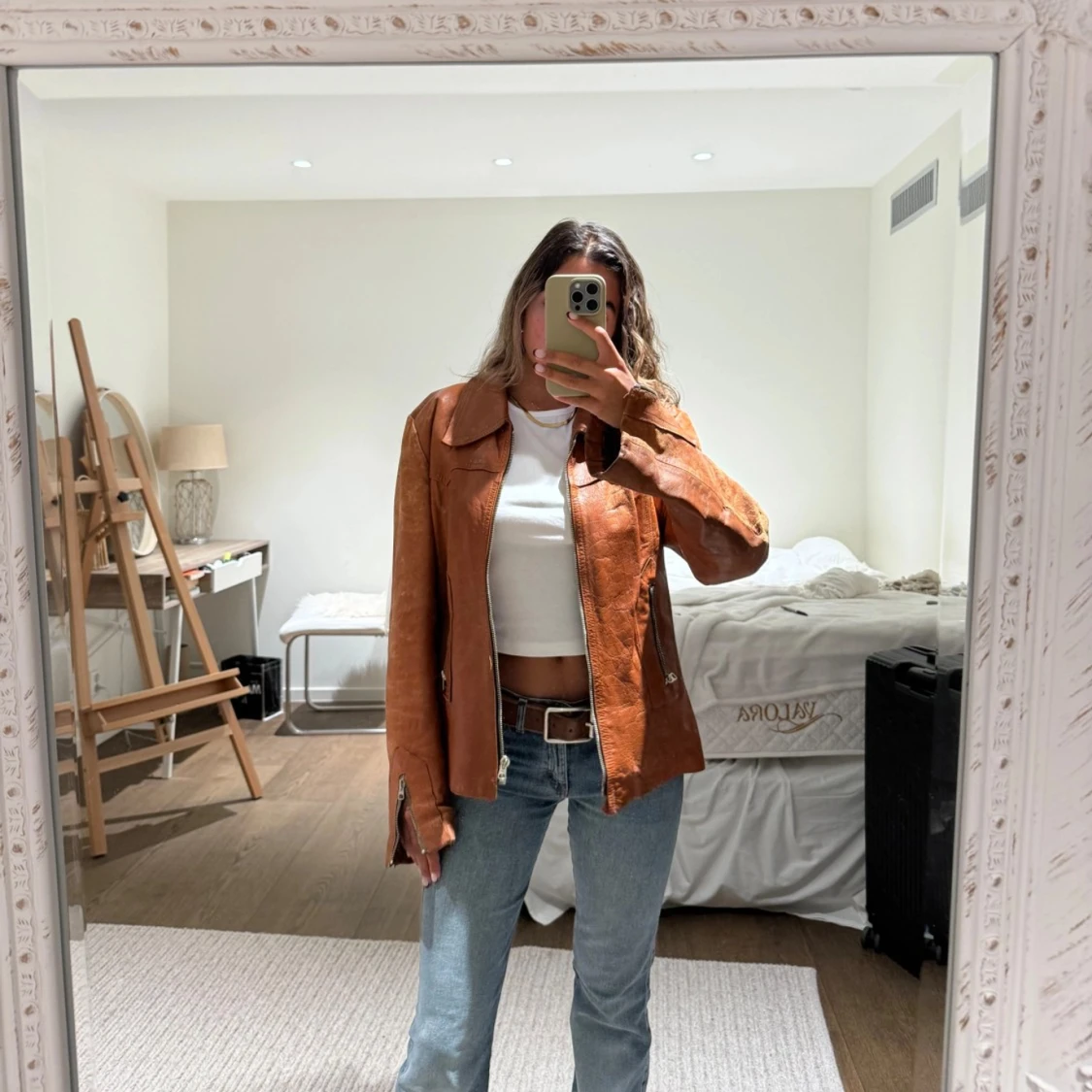 Vintage brun skinnjacka  - 92