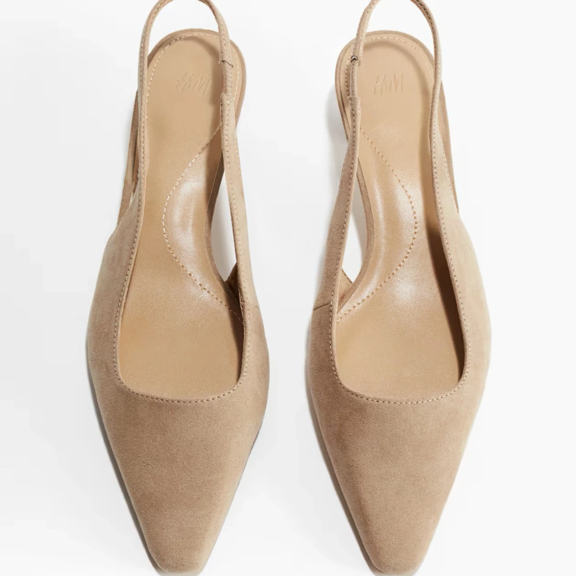Beige slingback skor med spetsig tå