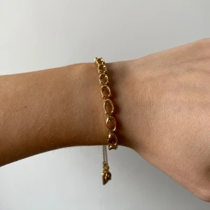 Guldigt armband från Coach - Snyggt armband i guldton från Coach med ovala länkar och justerbar kedja. Armbandet har två berlocker: en hästsko och en liten bricka med Coach-loggan. Perfekt accessoar för att lyfta din stil.