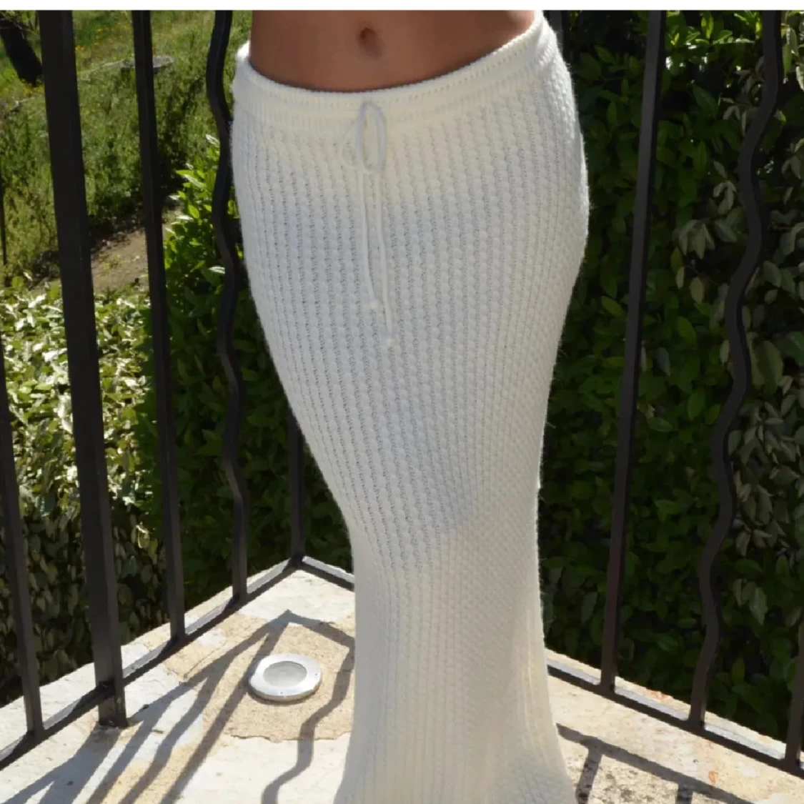 Vit stickad långkjol design by si - 3