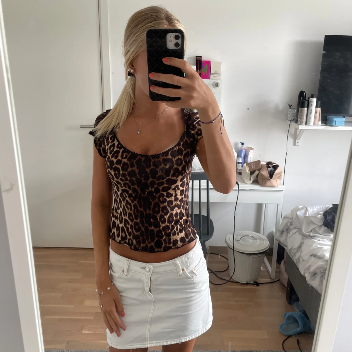 Leopardmönstrad croppad topp - 3