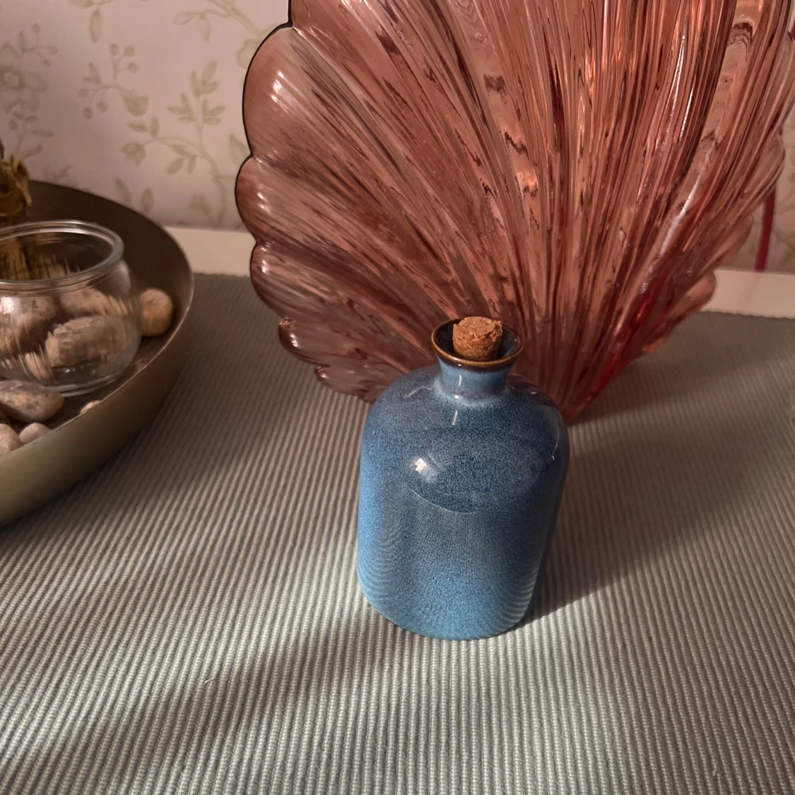 Blå keramikflaska med kork - 3