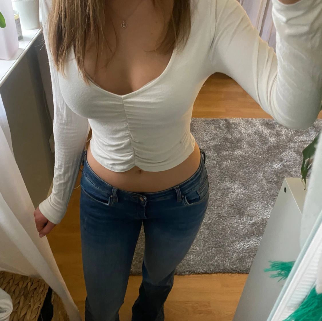 Vit långärmad topp