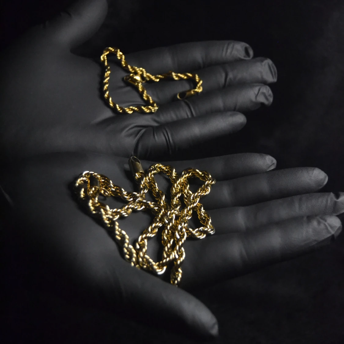 | ZANORA | 6MM - 60CM HALSBAND - 4MM - 20CM ARMBAND | CORDELL KIT GOLD TONNAD ROSTFRITT STÅL - 1