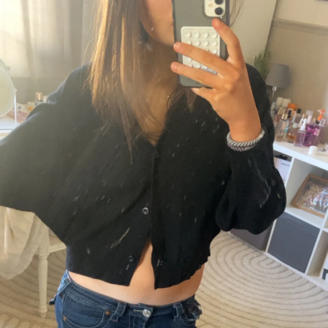 Svart ribbad kofta - 1