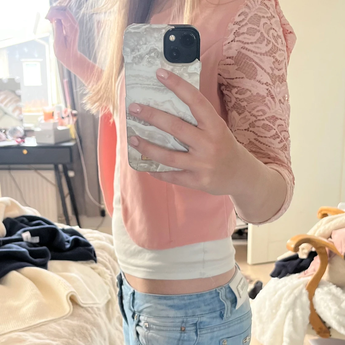 Rosa bolero med spetsärmar - 2