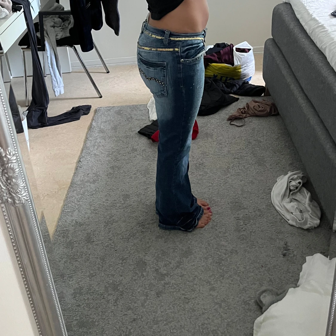 Lågmidjade bootcut jeans  - 4