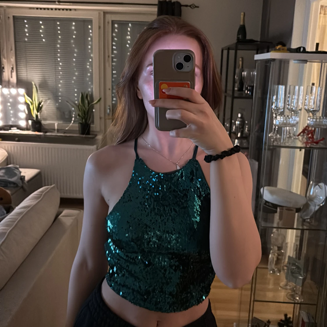 Grön paljett-topp - 2