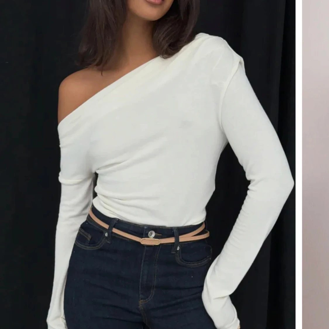 Vit offshoulder långärmad topp - 2