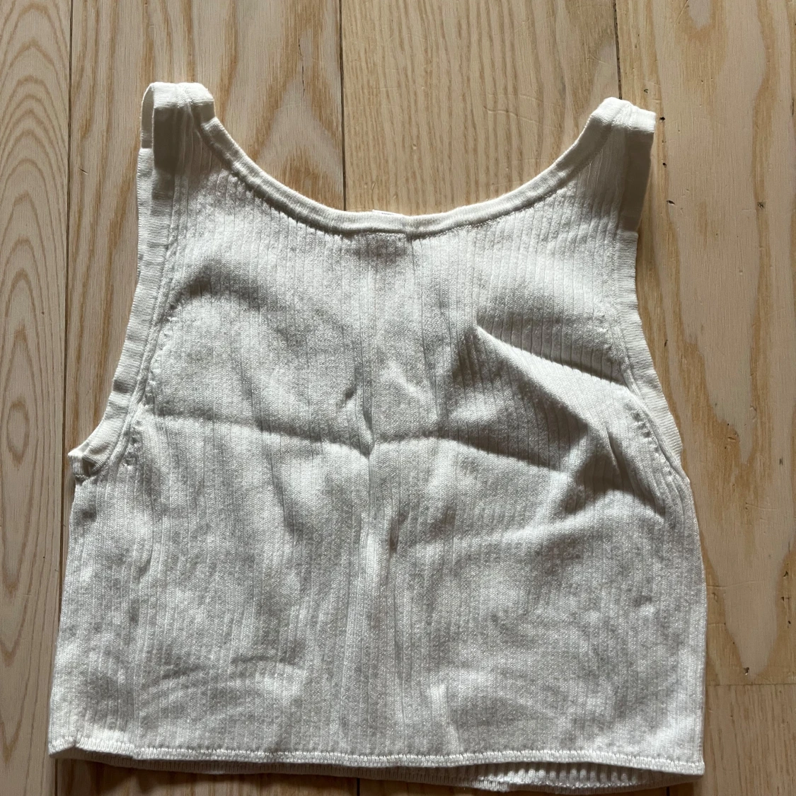 Vit ribbad linnetopp XS - 1