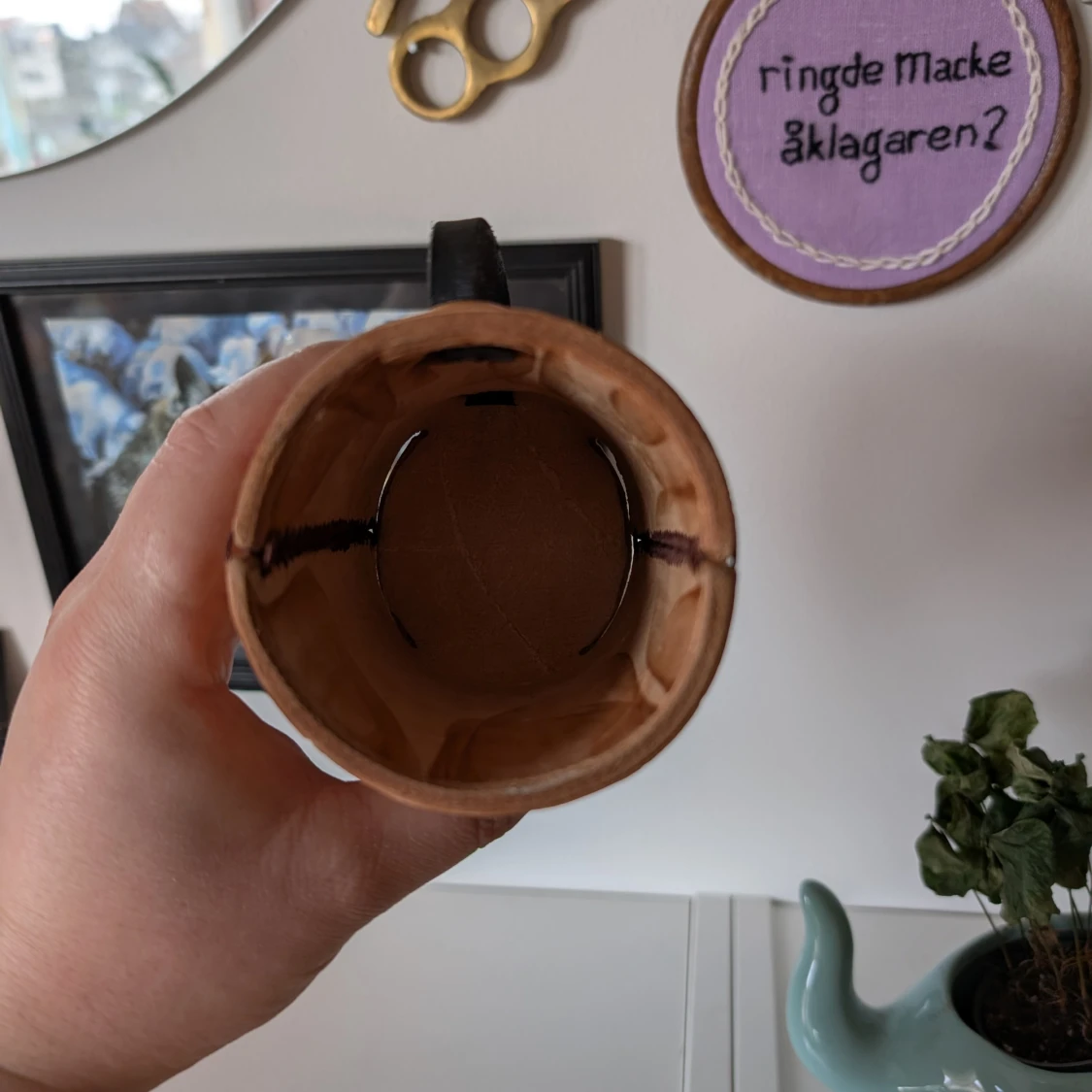 Handgjord mugg med läderomslag - 3