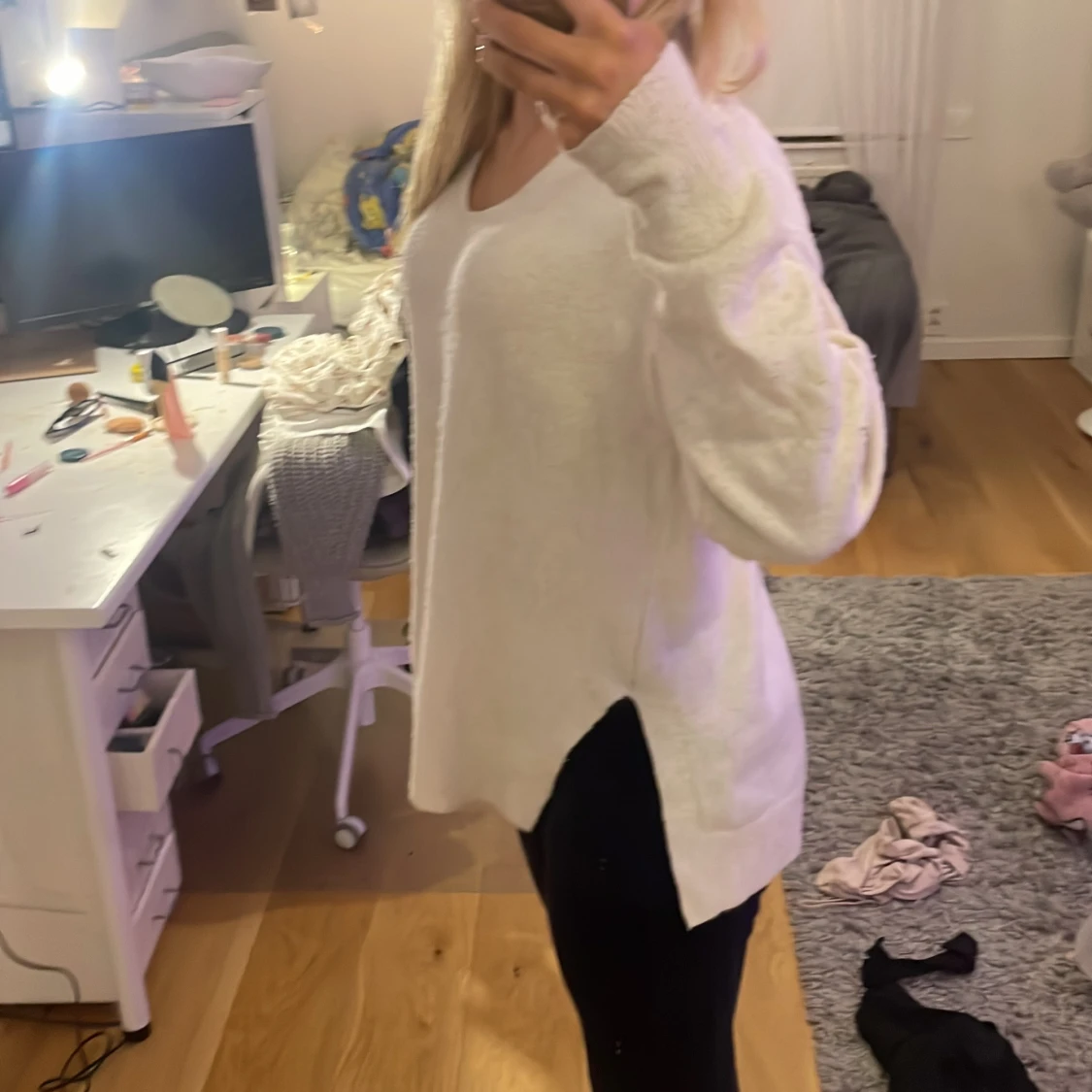 Vit stickad tröja från H&M - 3