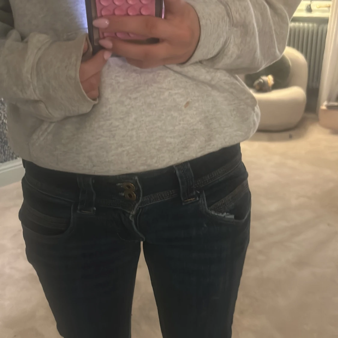 Mörkblå low waist  straght jeans