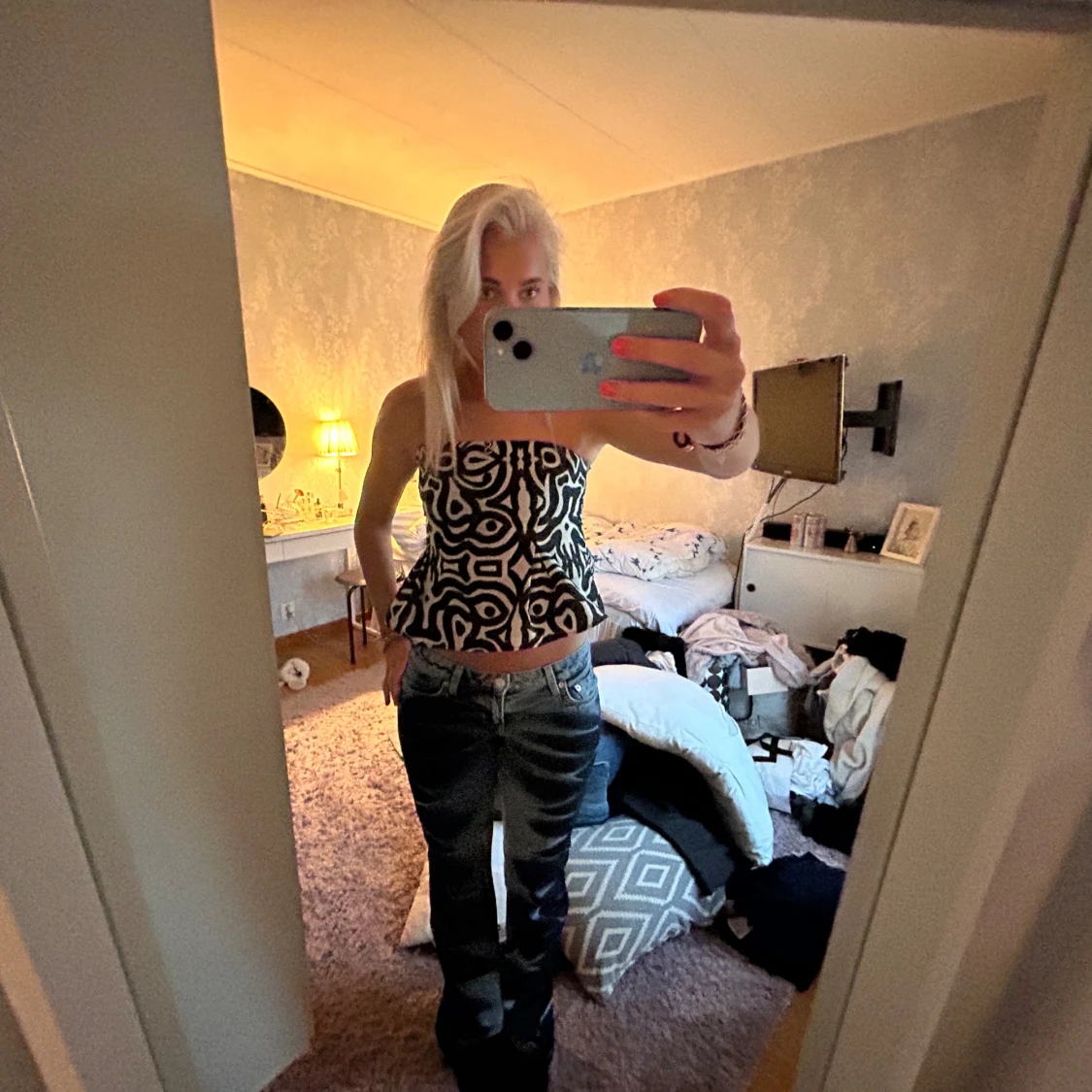 Svartvit mönstrad tubtopp - 2