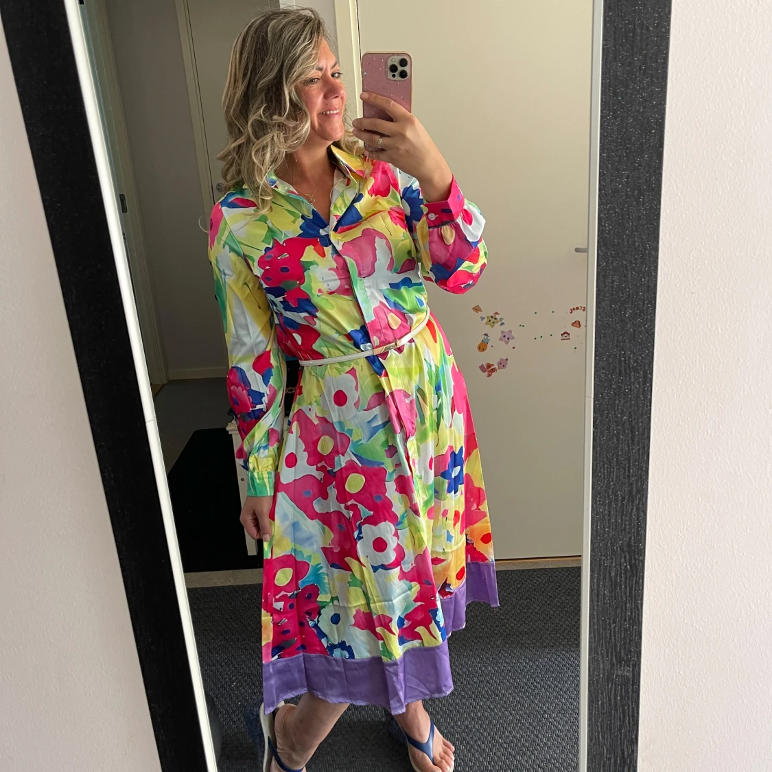 Färgglad blommig långklänning - 2