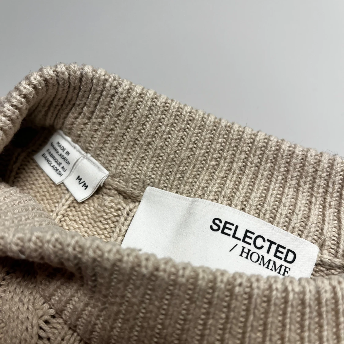 Beige kabelstickad tröja Selected Homme - 1