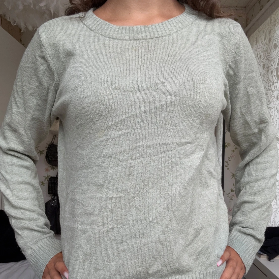 Ljusgrön stickad tröja