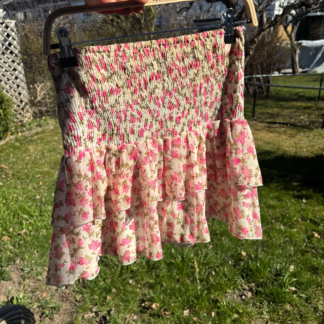 Kort Kjol/topp blommig rosa - 1