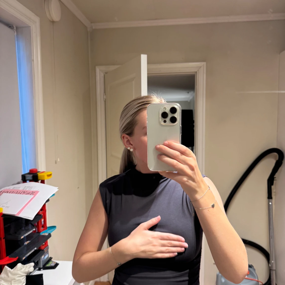 Blå/grå tight ärmlös topp