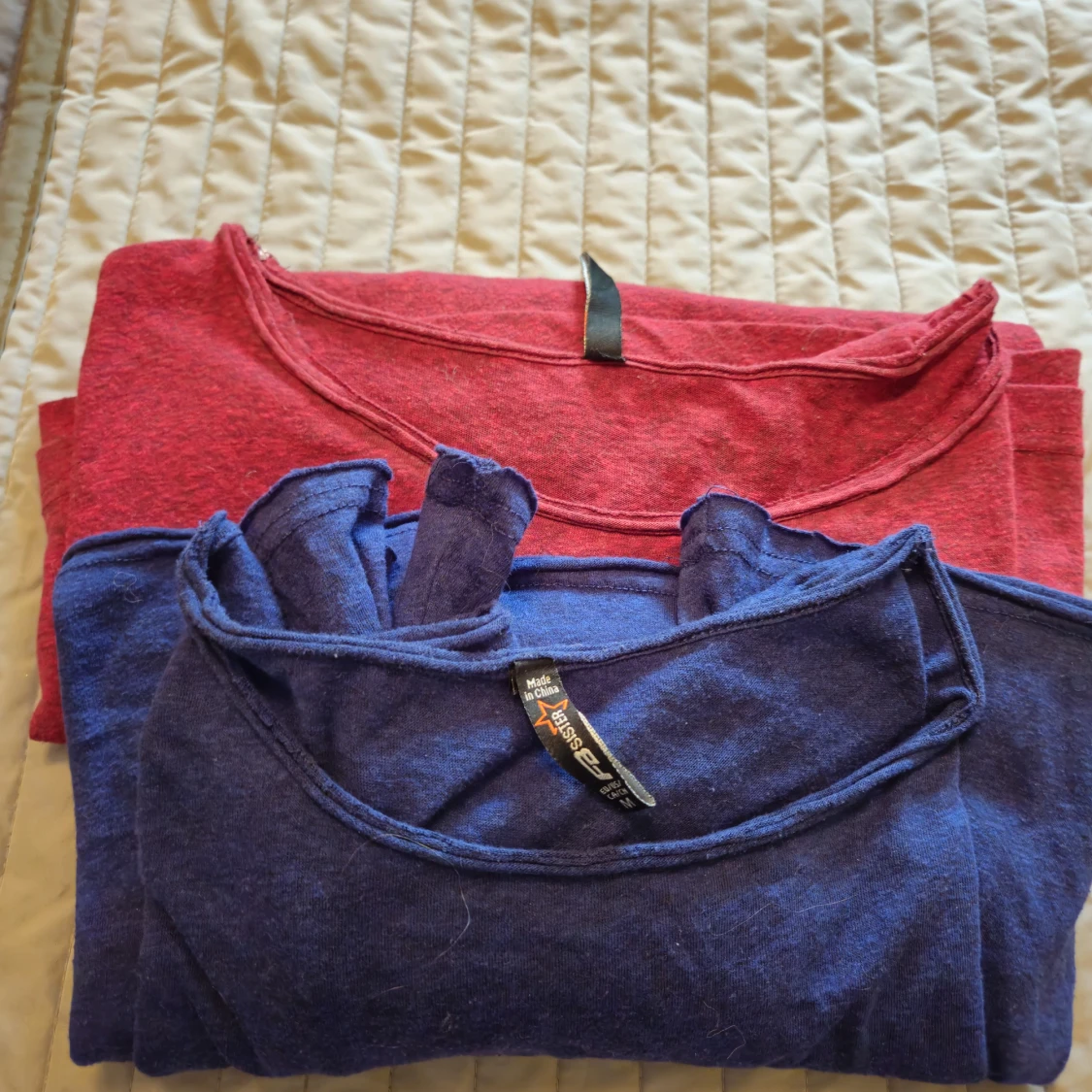 2-pack långärmade tröjor röd & blå