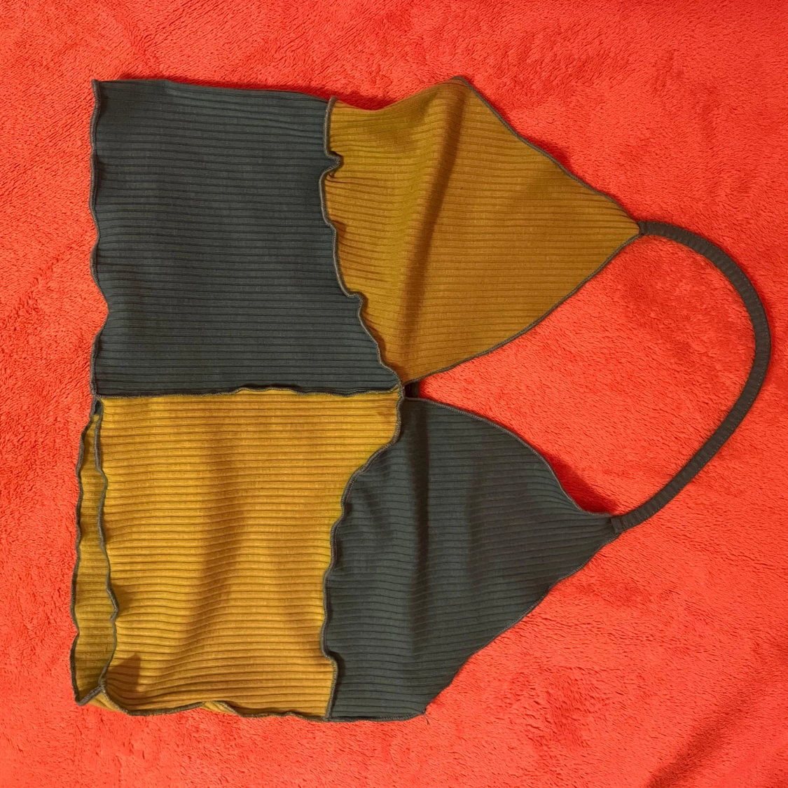 halter-neck topp i grönt och blått  - 2