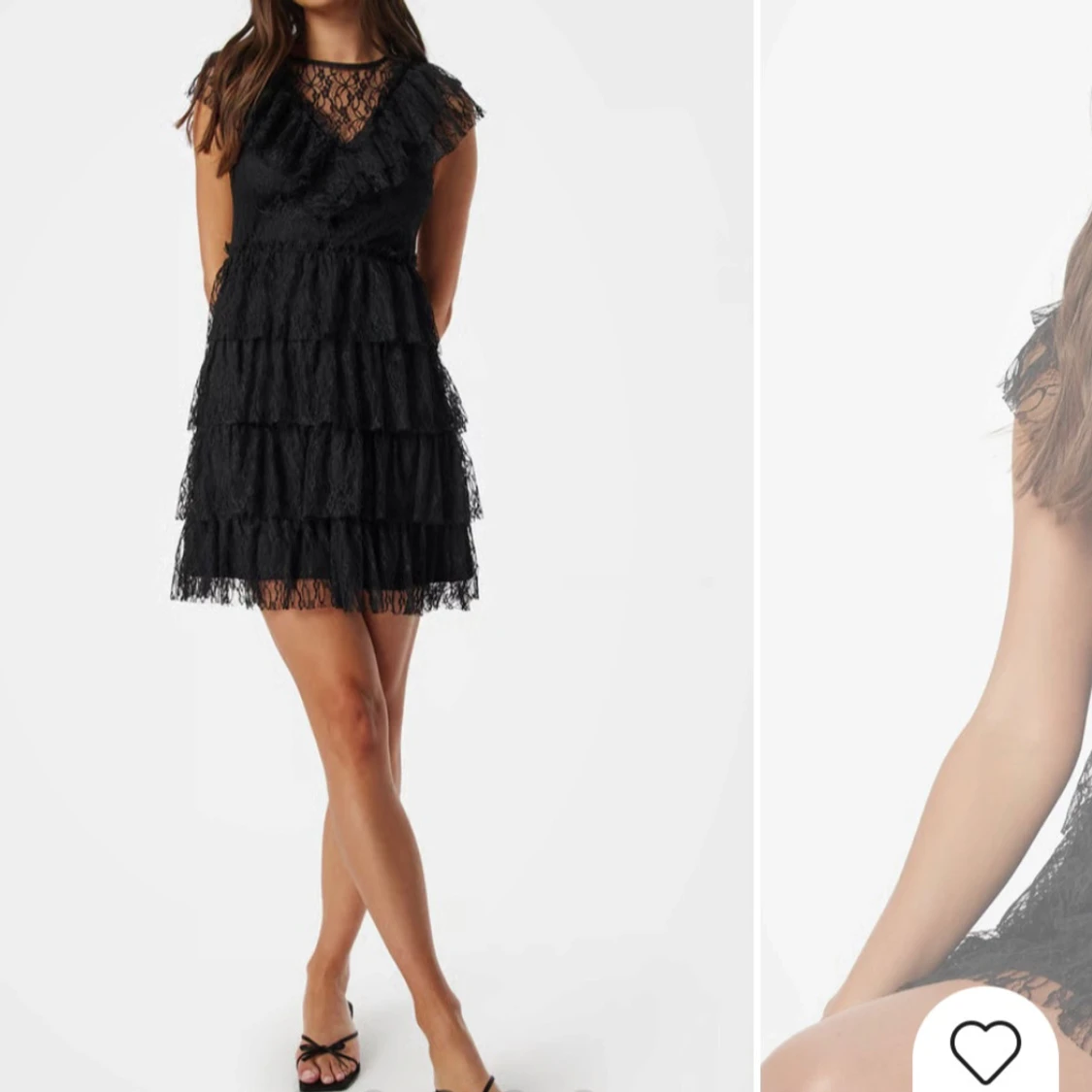 Svart spetsklänning med volanger