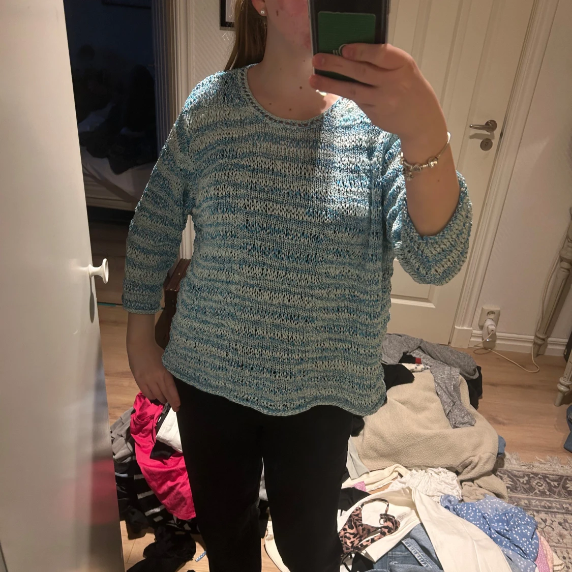 Blåmelerad stickad tröja från Christa Probst