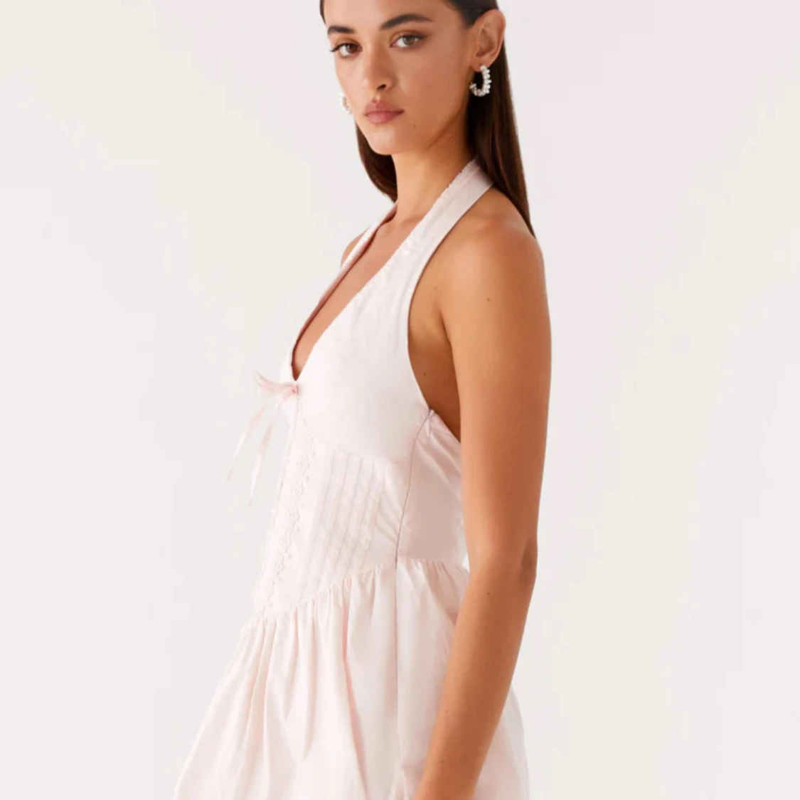 Ljusrosa halterneck kortklänning - 2