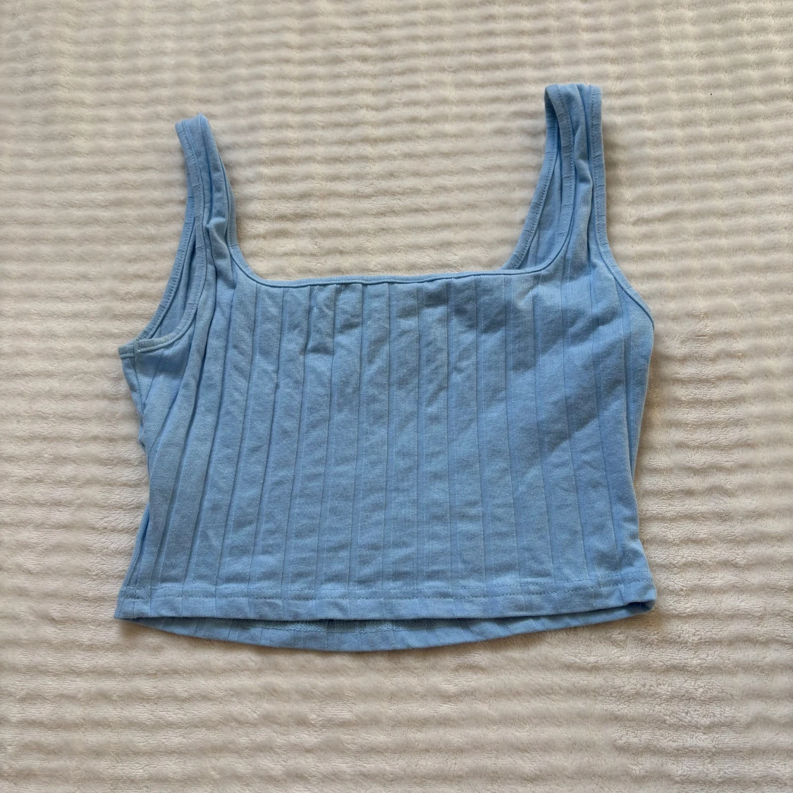 Ljusblå ribbad linnetopp från SHEIN - 1